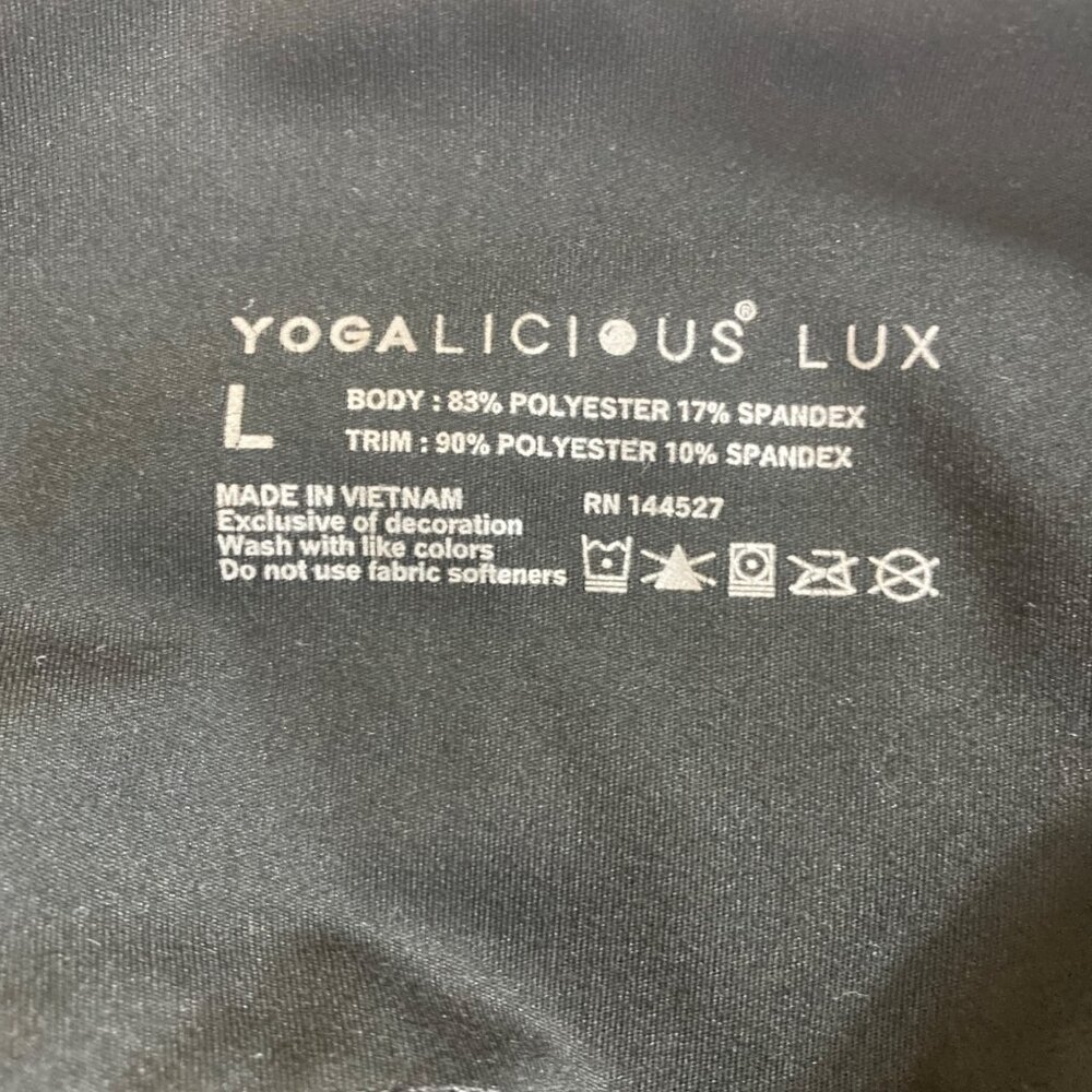 Yogalicious Lux Biker Shorts Large Black Side Pockets Workout Yoga - Picture 3 of 5